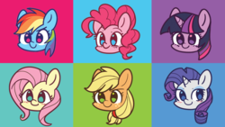 Size: 1039x586 | Tagged: safe, artist:sion-ara, applejack, fluttershy, pinkie pie, rainbow dash, rarity, twilight sparkle, pony, g4, cute, dashabetes, diapinkes, female, jackabetes, mane six, mare, raribetes, shyabetes, smiling, twiabetes