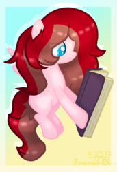 Size: 1166x1700 | Tagged: safe, artist:emerald-bliss, oc, oc only, oc:sweet chocolate, pegasus, pony, base used, book, female, mare, solo