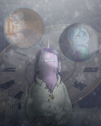 Size: 1291x1603 | Tagged: safe, artist:sinderynaralex, artist:stuflox, princess celestia, starlight glimmer, trixie, pony, g4, alexei orlov, catherine the great, clock, clothes, count orlov, crossover, crying, dress, pink-mane celestia, princess elizabeth