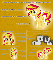 Size: 1284x1444 | Tagged: safe, artist:hakunohamikage, sunset shimmer, oc, oc:autumn shimmer, pony, unicorn, ask-princesssparkle, g4, ask, crying, no catchlights, sunset shimmer's parents, tumblr, vector