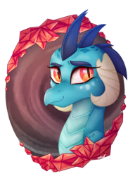 Size: 1115x1450 | Tagged: safe, artist:cloud-drawings, princess ember, dragon, g4, curved horn, dragon lord ember, dragoness, female, horn, slit pupils, smiling, solo