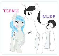 Size: 1000x955 | Tagged: safe, artist:beetrue, oc, oc only, oc:clef, oc:treble, earth pony, pony, unicorn, female, male, mare, stallion