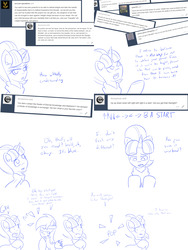 Size: 3840x5120 | Tagged: safe, artist:jake heritagu, derpy hooves, starlight glimmer, pony, comic:ask motherly scootaloo, g4, ask, cloak, clothes, comic, konami code, out of work derpy, sweat