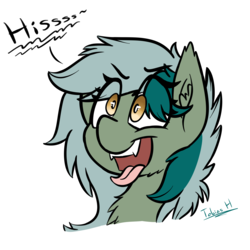 Size: 3060x3060 | Tagged: safe, artist:fakskis, oc, oc only, oc:nisha, bat pony, pony, fangs, high res, hissing, solo