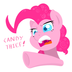 Size: 1387x1394 | Tagged: safe, artist:chromaskunk, artist:trickydick, pinkie pie, earth pony, pony, g4, collaboration, dialogue, female, open mouth, simple background, solo, transparent background