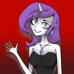 Size: 2000x2000 | Tagged: safe, artist:dayana, rarity, human, g4, female, high res, horn, horned humanization, humanized, shrunken pupils, solo