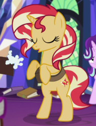 Size: 408x535 | Tagged: safe, screencap, sunset shimmer, equestria girls, equestria girls specials, g4, my little pony equestria girls: mirror magic, bipedal, breath, cropped, in the human world for too long, standing