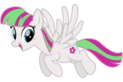 Size: 3000x2000 | Tagged: safe, artist:cheezedoodle96, blossomforth, pegasus, pony, g4, .svg available, female, flying, happy, high res, looking at you, mare, simple background, smiling, solo, spread wings, svg, transparent background, vector, wings