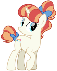Size: 2400x3000 | Tagged: safe, artist:cheezedoodle96, rainbow stars, pony, unicorn, g4, .svg available, background pony, bow, female, hair bow, hair bun, happy, high res, looking at you, mare, raised hoof, simple background, smiling, solo, svg, tail bow, tail bun, transparent background, vector