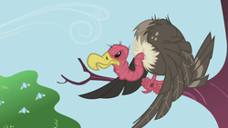 Size: 1280x720 | Tagged: safe, screencap, bird, buzzard, pony, vulture, g4, the ticket master, ambiguous gender, animal, perching, solo