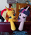 Size: 850x960 | Tagged: safe, artist:ec31314, edit, sunset shimmer, twilight sparkle, pony, unicorn, g4, bedroom eyes, irl, life size, photo, photoshop, plushie