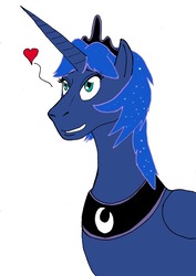 Size: 709x1000 | Tagged: safe, artist:wolfman-al, princess luna, alicorn, pony, g4, bobcut, female, hairstyle, short hair, simple background, smiling, solo, white background