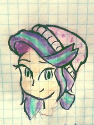 Size: 1280x1699 | Tagged: safe, artist:daniel-phoenixd, starlight glimmer, equestria girls, g4, beanie, female, graph paper, hat, human coloration, lined paper, smiling, solo, traditional art