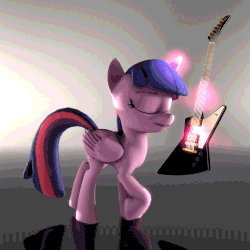 Size: 1080x1080 | Tagged: safe, artist:flutterthrash, artist:imafutureguitarhero, twilight sparkle, alicorn, pony, g4, 2d to 3d, 3d, absurd file size, adaptation, animated, broom, electric guitar, eyes closed, fanart, female, gibson, gif, glowing horn, guitar, horn, levitation, magic, musical instrument, perfect loop, recursive fanart, reflection, shred, smiling, solo, source filmmaker, sweeping, sweepsweepsweep, talking, telekinesis, twilight sparkle (alicorn), twilight sweeple, walk cycle, walking