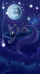 Size: 1100x2000 | Tagged: safe, artist:gnidagovnida, oc, oc only, pony, unicorn, mare in the moon, moon, solo, stars