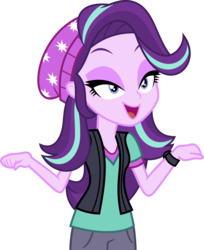 Size: 7000x8565 | Tagged: safe, artist:luckreza8, starlight glimmer, equestria girls, equestria girls specials, g4, my little pony equestria girls: mirror magic, absurd resolution, beanie, clothes, female, hat, lidded eyes, shirt, simple background, smiling, solo, transparent background, vector, vest