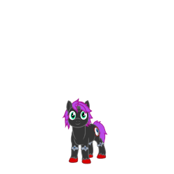 Size: 900x900 | Tagged: safe, artist:age3rcm, oc, oc only, oc:midnight moon, bat pony, pony, vampony, animated, broken horn, female, filly, gif, mare, red and black oc, red horn, spread wings, this isn't even my final form, transformation, wings