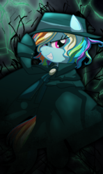 Size: 1600x2700 | Tagged: safe, artist:geraritydevillefort, rainbow dash, pegasus, pony, the count of monte rainbow, g4, avenger, cloak, clothes, crossover, edmond dantes, fate/grand order, female, hat, mare, rainbow dantes, solo, the count of monte cristo