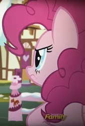 Size: 2043x3024 | Tagged: safe, edit, edited screencap, screencap, pinkie pie, earth pony, pony, g4, honest apple, cropped, discovery family logo, female, high res, solo
