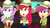 Size: 1280x720 | Tagged: safe, screencap, apple bloom, scootaloo, sweetie belle, equestria girls, g4, my little pony equestria girls: summertime shorts, the canterlot movie club, cinema, cutie mark crusaders, eating, food, hat, popcorn, terrified, ticket