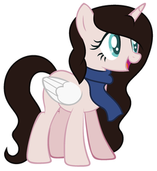 Size: 1024x1113 | Tagged: safe, artist:cindystarlight, oc, oc only, oc:nikki, alicorn, pony, clothes, female, mare, scarf, simple background, solo, white background