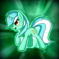 Size: 2550x2550 | Tagged: safe, artist:conniethecasanova, artist:flamevulture17, lyra heartstrings, pony, unicorn, g4, female, high res, mare, open mouth, raised hoof, smiling, solo