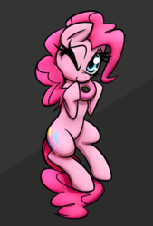 Size: 4400x6496 | Tagged: safe, artist:jetwave, pinkie pie, earth pony, pony, g4, absurd resolution, cute, diapinkes, donut, eating, female, food, looking at you, mare, one eye closed, simple background, smiling, solo, wink