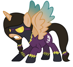 Size: 1024x936 | Tagged: safe, artist:cindystarlight, oc, oc only, oc:lele glimmer, alicorn, pony, alicorn oc, base used, clothes, colored wings, colored wingtips, costume, female, mare, shadowbolts, shadowbolts costume, simple background, solo, transparent background