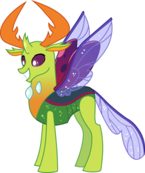Size: 3699x4397 | Tagged: safe, artist:frownfactory, thorax, changedling, changeling, g4, triple threat, .svg available, antlers, horn, king thorax, male, simple background, solo, stallion, svg, transparent background, vector, wings