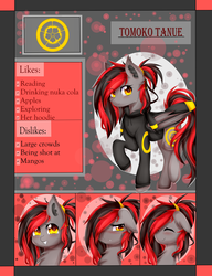 Size: 5000x6500 | Tagged: safe, artist:shimayaeiko, oc, oc only, oc:tomoko tanue, bat pony, pony, umbreon, fallout equestria, absurd resolution, clothes, female, hoodie, mare, pokémon, ponytail, reference sheet, solo