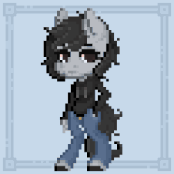 Size: 320x320 | Tagged: safe, artist:stockingshot56, oc, oc only, oc:leisure days, earth pony, anthro, unguligrade anthro, animated, blinking, clothes, commission, gif, gift art, hoodie, jeans, looking at you, male, pants, pixel art, ponysona, solo, sprite, stallion