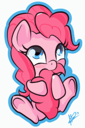 Size: 400x600 | Tagged: safe, artist:klemm, pinkie pie, earth pony, pony, g4, animated, atg 2017, biting, blushing, chibi, cute, diapinkes, eye shimmer, female, gif, hnnng, hug, mare, newbie artist training grounds, nibbling, nom, solo, sweet dreams fuel, tail bite, tail chewing, tail hug, underhoof, weapons-grade cute