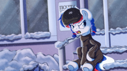 Size: 1921x1081 | Tagged: safe, artist:anonbelle, oc, oc only, oc:marussia, pony, angry, gopnik, nation ponies, ponified, russia, russian, solo, underhoof, winter