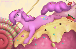 Size: 1535x987 | Tagged: safe, artist:wiiolis, pinkie pie, earth pony, pony, g4, food, ice cream, micro, sprinkles