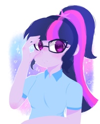Size: 1440x1786 | Tagged: safe, artist:koto, sci-twi, twilight sparkle, equestria girls, g4, clothes, female, glasses, looking away, ponytail, shirt, solo