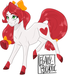 Size: 1066x1172 | Tagged: safe, artist:cranberry--zombie, oc, oc only, oc:heart, earth pony, pony, bow, female, hair bow, mare, simple background, solo, transparent background