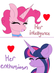 Size: 1280x1752 | Tagged: safe, artist:tomboygirl45, pinkie pie, twilight sparkle, alicorn, pony, princessponk, g4, alicornified, ask, eyes closed, female, heart, lesbian, pinkiecorn, race swap, ship:twinkie, shipping, smiling, tumblr, xk-class end-of-the-world scenario