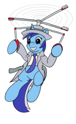 Size: 690x1118 | Tagged: safe, artist:redquoz, minuette, pony, unicorn, g4, atg 2017, crossover, female, flying, inspector brushie, inspector gadget, newbie artist training grounds, simple background, solo, transparent background