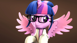 Size: 1920x1080 | Tagged: safe, artist:flushthebatsanta, twilight sparkle, alicorn, pony, g4, 3d, clothes, cute, female, glasses, lab coat, looking at you, solo, source filmmaker, twiabetes, twilight sparkle (alicorn)