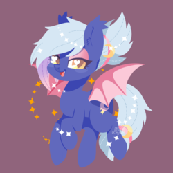 Size: 2327x2327 | Tagged: safe, artist:snow angel, oc, oc only, oc:moon sugar, bat pony, pony, chibi, female, heart eyes, high res, mare, simple background, solo, wingding eyes