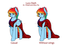 Size: 900x659 | Tagged: safe, artist:stuflox, rainbow dash, pegasus, pony, g4, alternate hairstyle, clothes, dr jekyll and mr hyde, dr pinkie and miss pie, dress, female, mare, rainbow dash always dresses in style, simple background, solo, transparent background, wingless