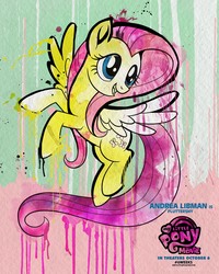 Size: 1500x1875 | Tagged: safe, fluttershy, pony, g4, my little pony: the movie, official, andrea libman, female, movie poster, my little pony logo, poster, solo