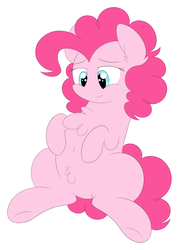 Size: 1326x1787 | Tagged: safe, artist:php66, pinkie pie, earth pony, pony, g4, chest fluff, plump, pubic fluff, simple background, sitting, solo, white background