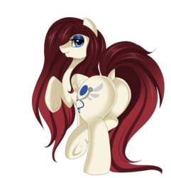 Size: 2260x2347 | Tagged: safe, artist:pridark, oc, oc only, oc:blade dancer, pegasus, pony, butt, commission, dock, eyeshadow, female, high res, large butt, lidded eyes, looking back, makeup, mare, plot, rear view, simple background, smiling, solo, transparent background