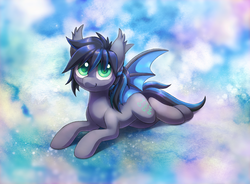 Size: 4550x3350 | Tagged: safe, artist:dawnfire, oc, oc only, oc:midnight aegis, bat pony, pony, abstract background, absurd file size, bust, commission, cute, high res, male, portrait, prone, solo, stallion