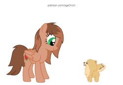 Size: 1300x900 | Tagged: safe, artist:age3rcm, oc, oc only, oc:kathrine, dog, pegasus, pomeranian, pony, animated, barking, cute, female, gif, looking at you, mare, open mouth, simple background, smiling, waving, white background