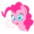 Size: 1016x1017 | Tagged: safe, artist:chromaskunk, artist:trickydick, pinkie pie, earth pony, pony, g4, dialogue, dissonance, dissonant caption, female, out of character, pinkie prick, simple background, solo, transparent background