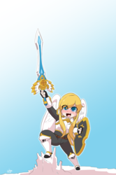 Size: 2310x3474 | Tagged: safe, artist:wherewolfs, oc, oc only, oc:guardian dreamer, human, armor, fantasy class, high res, humanized, knight, male, maplestory2, solo, sword, warrior, weapon, winged humanization, wings