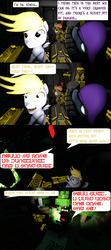 Size: 1920x4320 | Tagged: safe, artist:wiimeiser, button mash, crackle pop, oc, oc:blackjack, oc:nyx, alicorn, earth pony, pegasus, pony, fallout equestria, g4, 3d, 4koma, alicorn armor, comic, context is for the weak, minecraft, night, runes, shocked, source filmmaker, spaceship, speech bubble