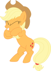 Size: 2565x3582 | Tagged: safe, artist:porygon2z, applejack, earth pony, pony, apple family reunion, g4, applejack's hat, bipedal, cowboy hat, excited, eyes closed, female, freckles, hat, high res, mare, simple background, smiling, standing, transparent background, vector